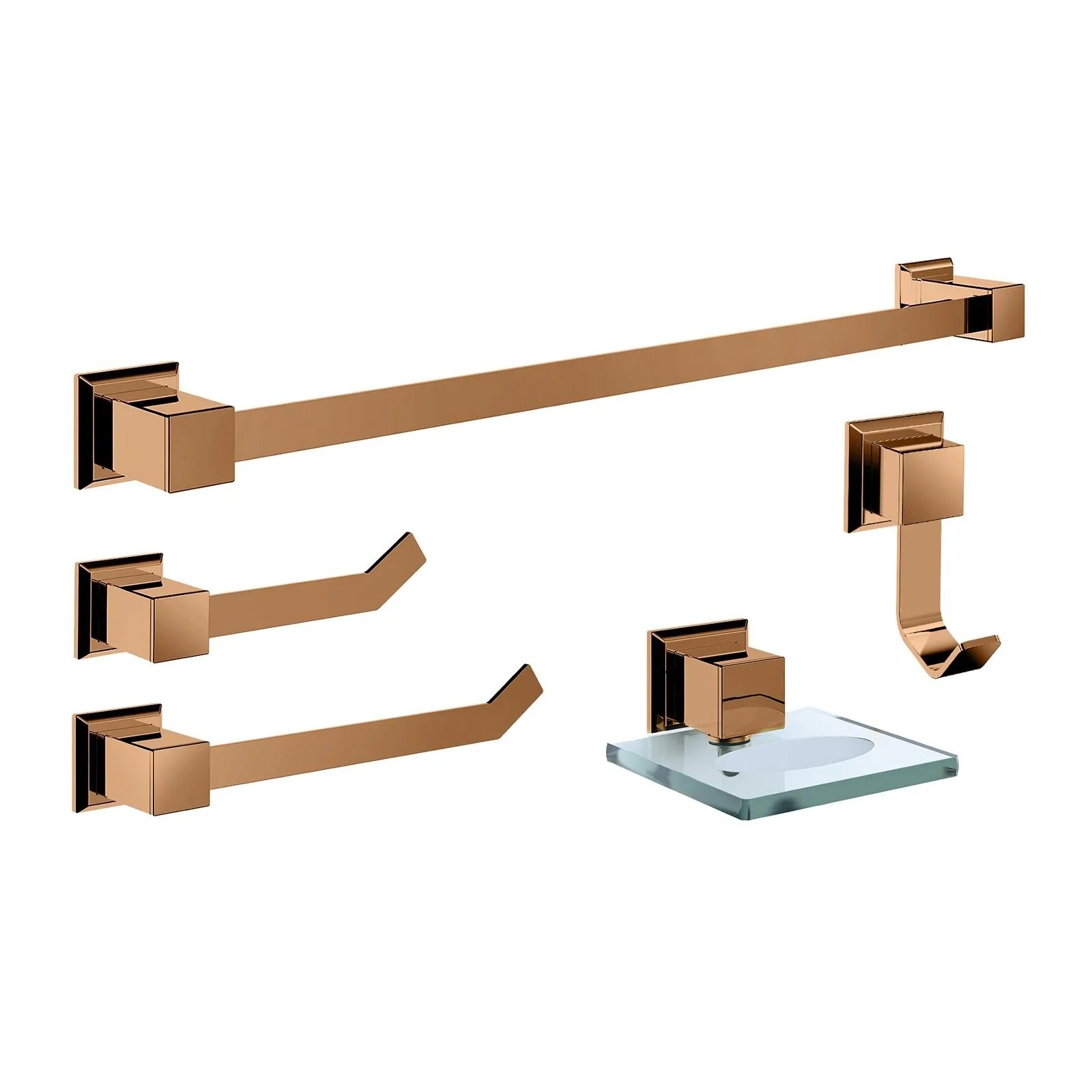 Kit de accesorios 5 piezas vidrio incolor (Premium rose gold)