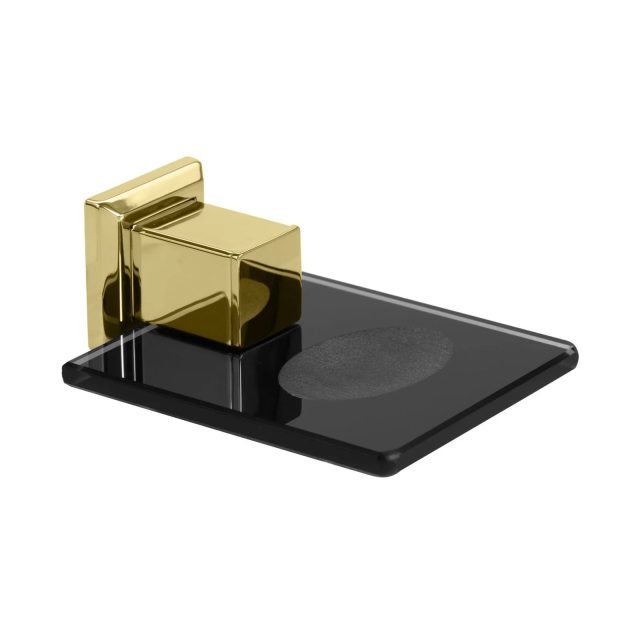Jabonetera de vidrio negro (Premium Dorado Gold)