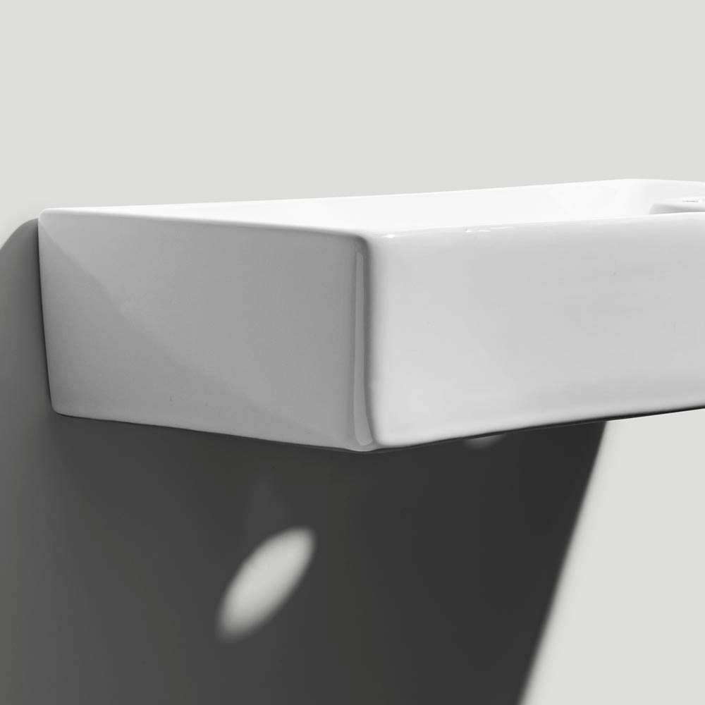 Lavabo de Baño Soporte Cerámico o Suspendido Rectangular 44 cm (Blanco Braga) - Imagen 4