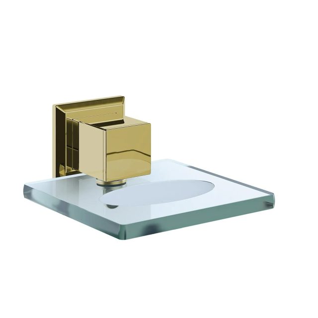 Jabonetera de vidrio incolor (Premium Dorado Gold)