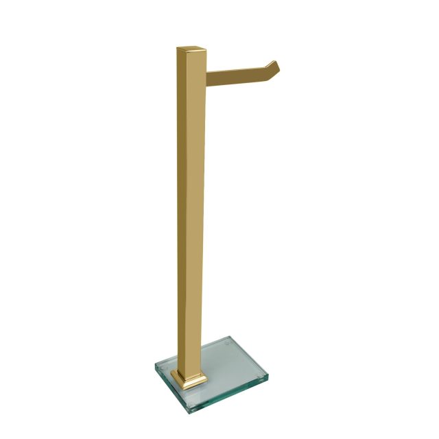 Papelera de piso con 1 varilla vidrio incolor (Premium dorado gold)
