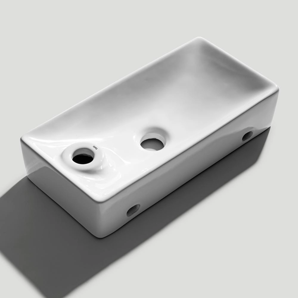 Lavabo de Baño Soporte Cerámico o Suspendido Rectangular 44 cm (Blanco Braga) - Imagen 8