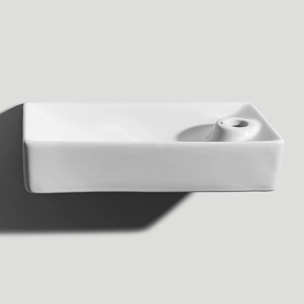 Lavabo de Baño Soporte Cerámico o Suspendido Rectangular 44 cm (Blanco Braga) - Imagen 5
