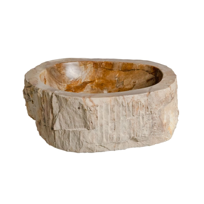 Bacha de baño de apoyo madera petrificada natural (Kayu)