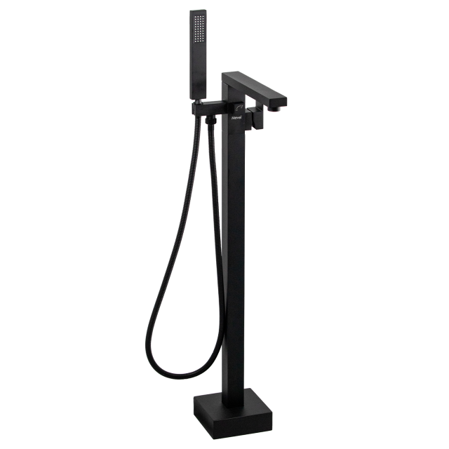 Grifería de piso Monocommand cuadrado para bañera (Lux negro)