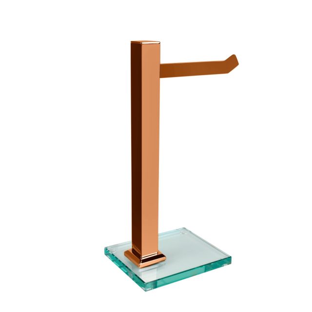 Porta toalla de mesada vidrio incolor (Premium rose gold)