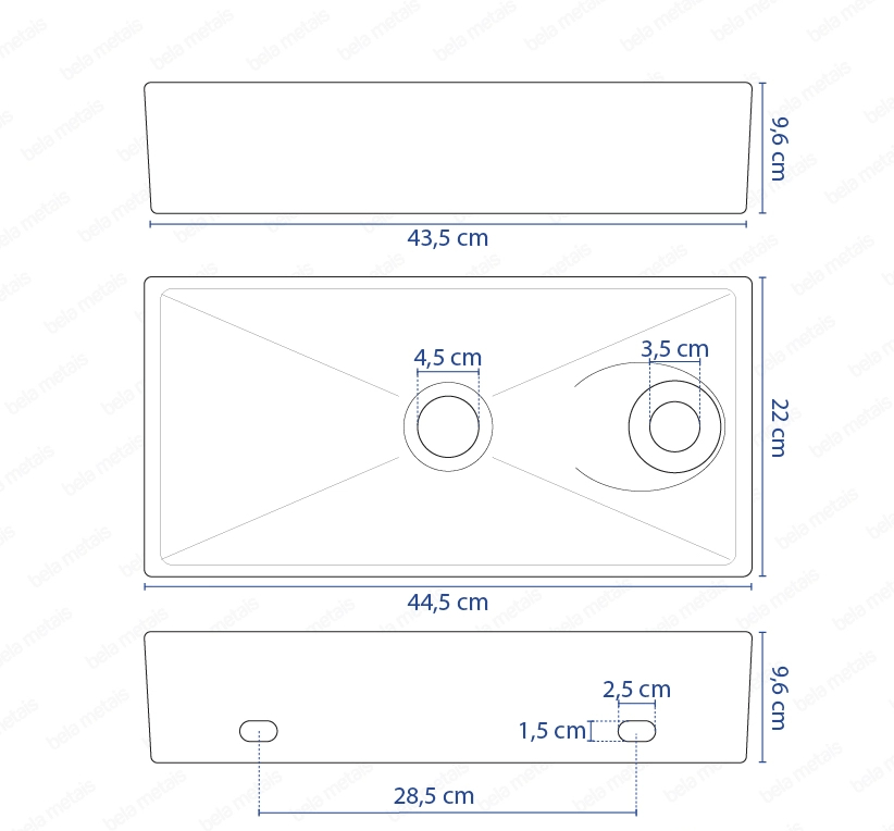 Lavabo de Baño Soporte Cerámico o Suspendido Rectangular 44 cm (Blanco Braga) - Imagen 10