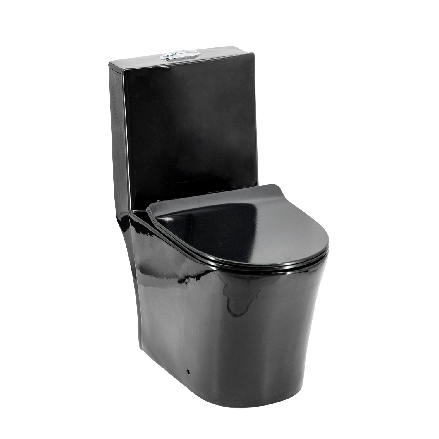 Inodoro acoplado caja redondo (fluir negro brillante)