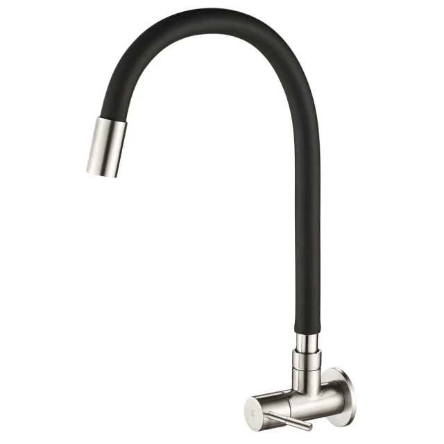 Grifería de agua fria de cocina de pared de acero inoxidable (Laguna negro)