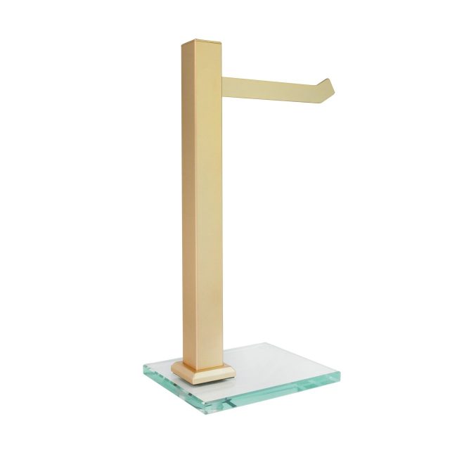 Porta toalla de mesada vidrio incolor (Premium Oro mate)