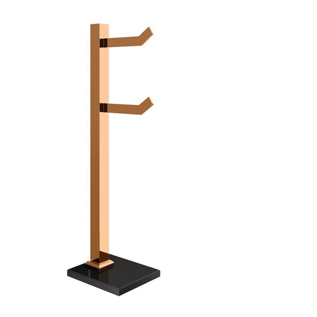 Papelera de piso con 2 varilla vidrio negro (Premium rose gold)