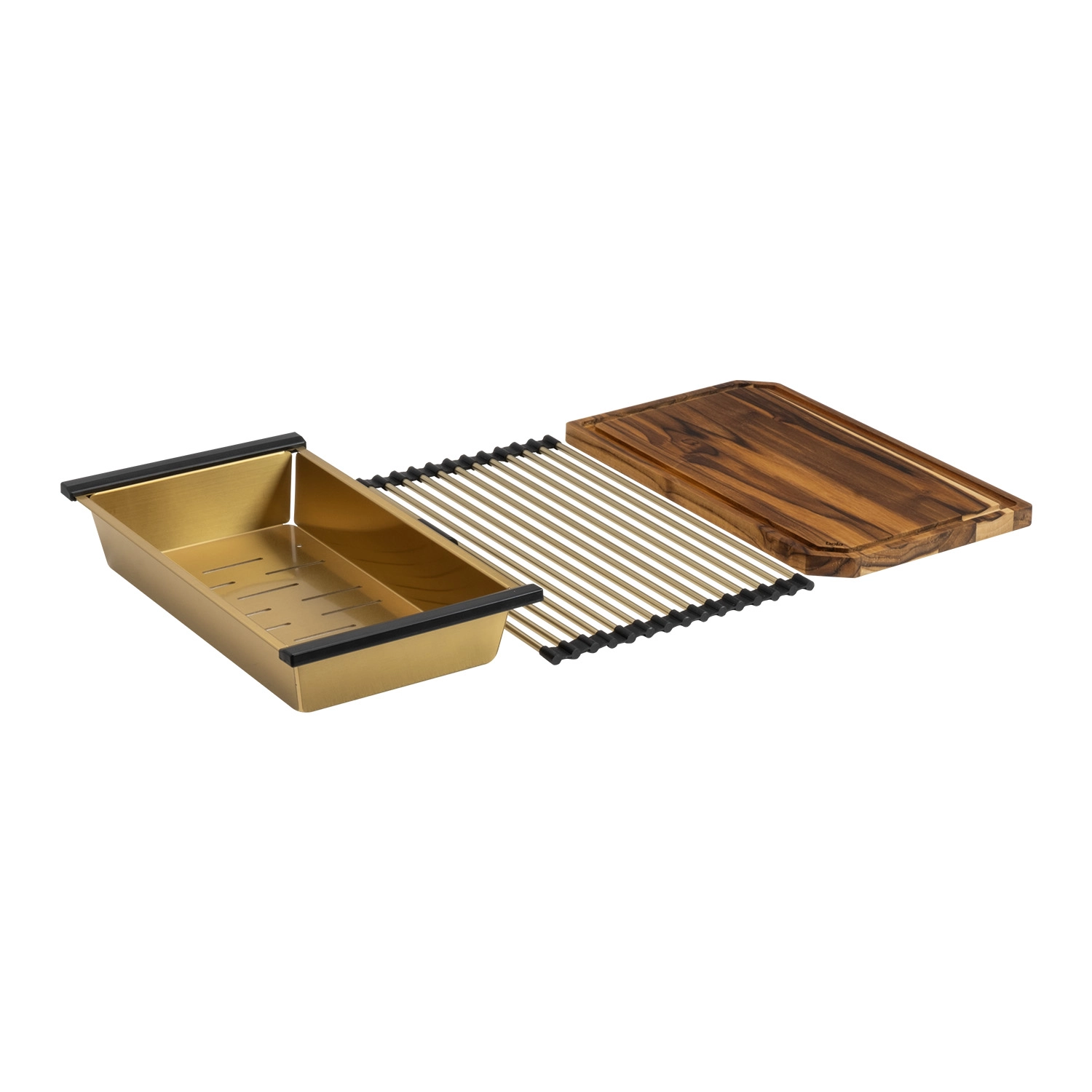 Kit de bacha farm workstation inox con accesorios (Narita Dorada Mate) - Imagen 2