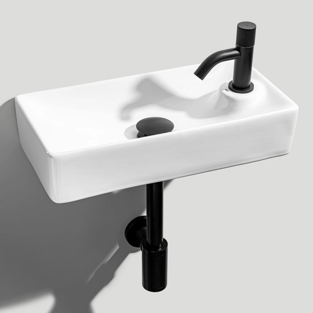 Lavabo de Baño Soporte Cerámico o Suspendido Rectangular 44 cm (Blanco Braga) - Imagen 3