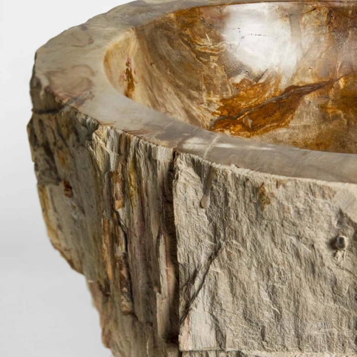 Bacha de baño de apoyo madera petrificada natural (Kayu) - Imagen 4