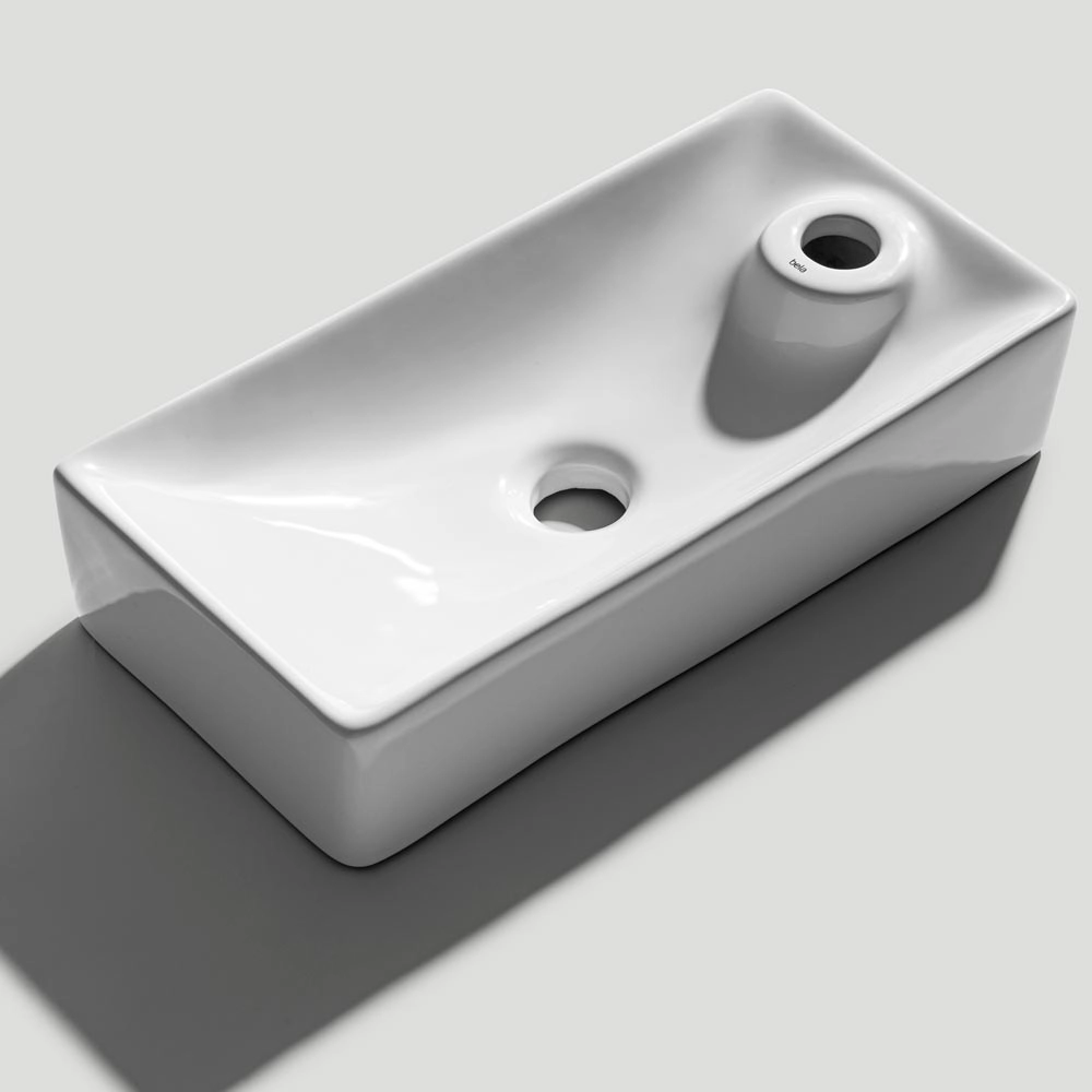 Lavabo de Baño Soporte Cerámico o Suspendido Rectangular 44 cm (Blanco Braga) - Imagen 6