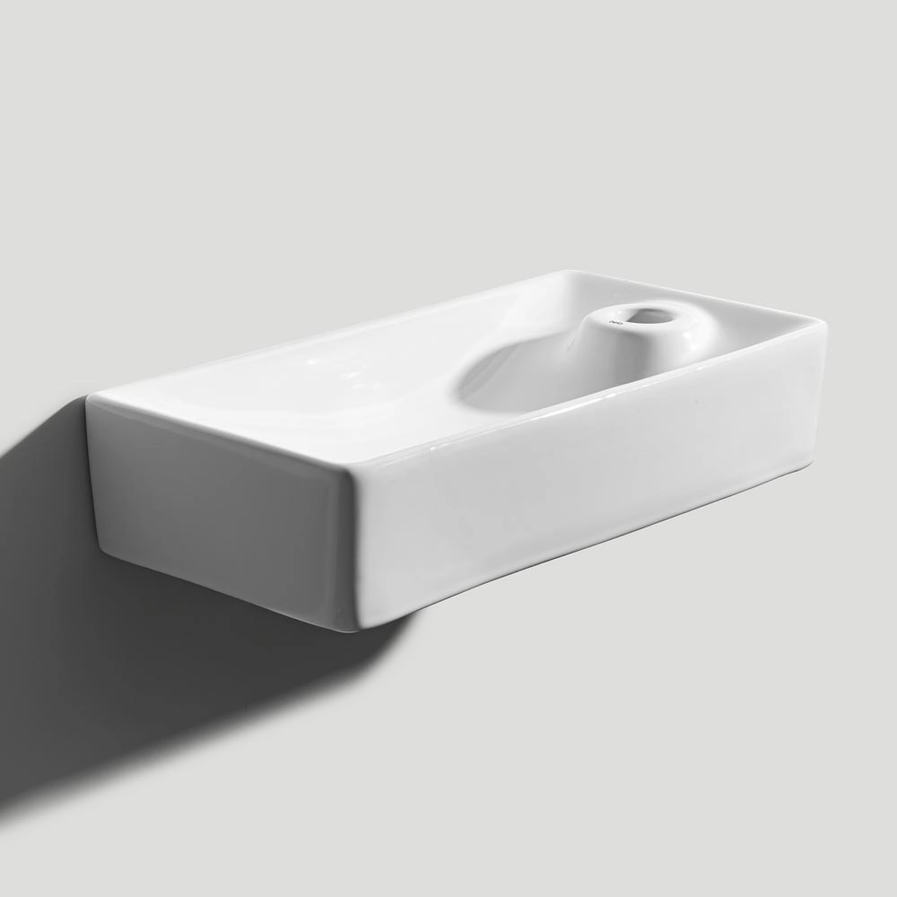 Lavabo de Baño Soporte Cerámico o Suspendido Rectangular 44 cm (Blanco Braga) - Imagen 7