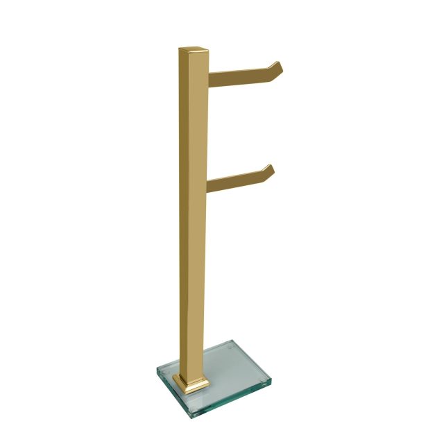 Papelera de piso con 2 varilla vidrio incolor (Premium dorado gold)