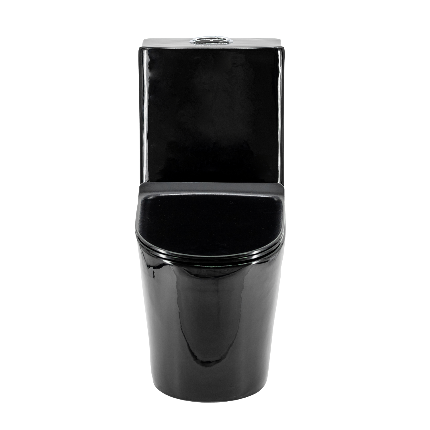 Inodoro acoplado caja redondo (fluir negro brillante) - Imagen 2