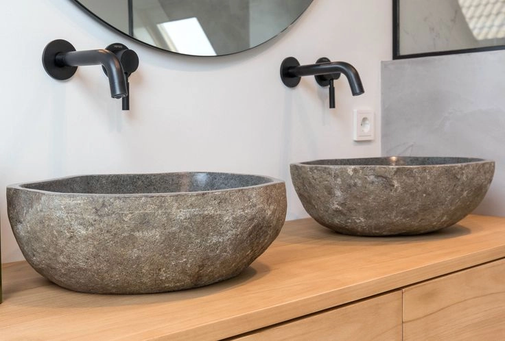 Lavabo de Bacha de baño Piedra Volcánica Soporte Rústico hasta 60 cm (Jawa) - Imagen 4