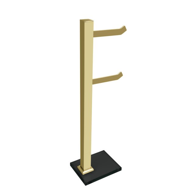 Papelera de piso con 2 varilla vidrio negro (Premium dorado gold)