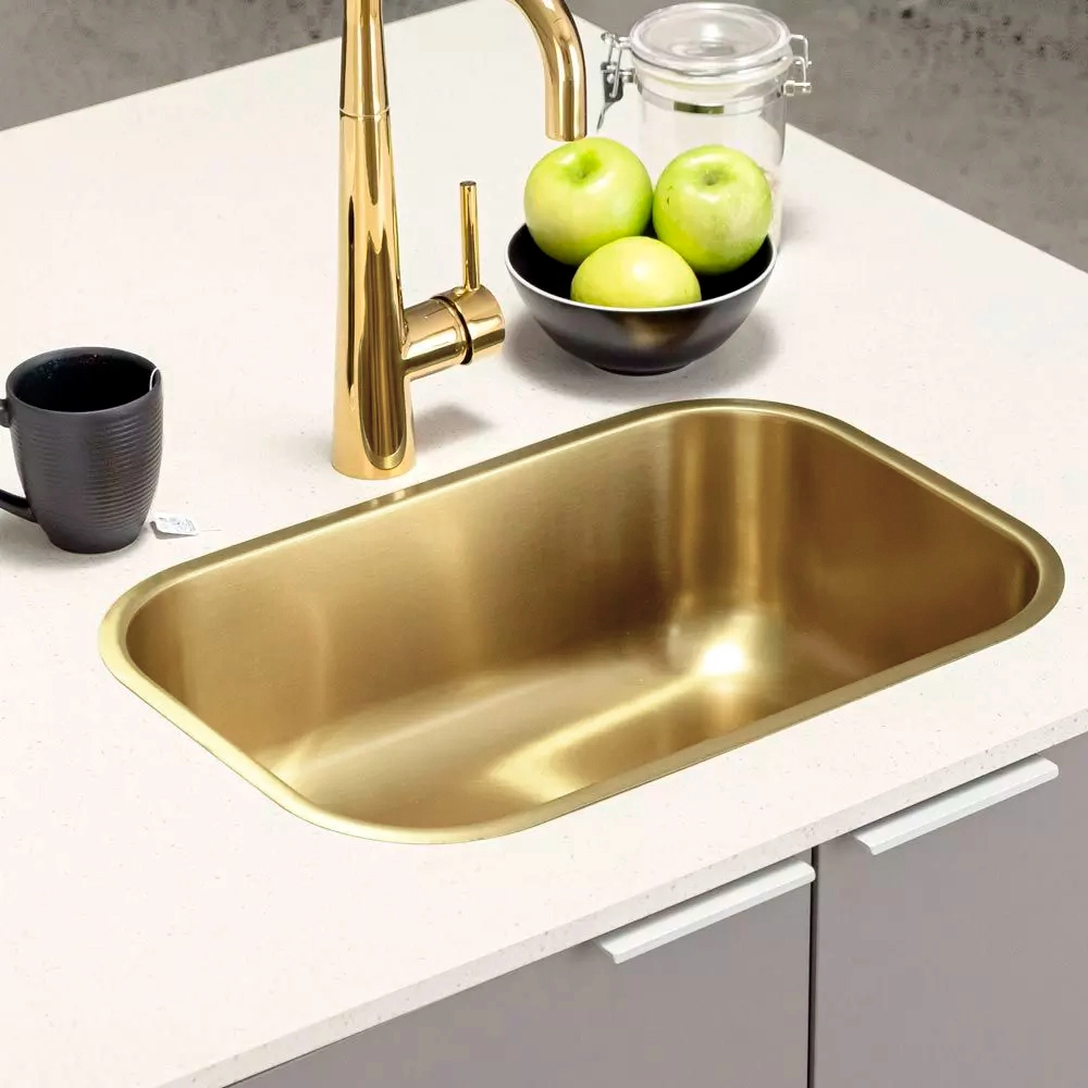 Bacha de cocina rectangular de acero inoxidable 50x34 cm (Fuji Dorado) - Imagen 2