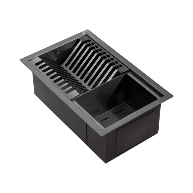 Escurridor Empotrado Canalón Húmedo Acero Inoxidable 26x41 cm (Negro)