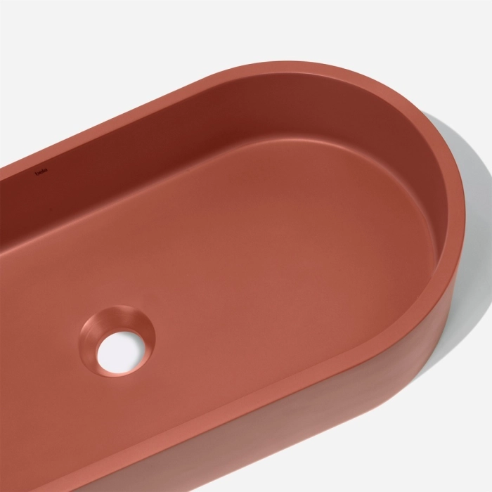 Bacha de baño ovalada de concreto 60 cm (Francs Marsala) - Imagen 4