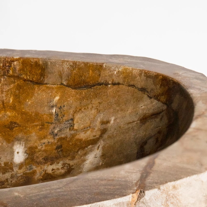 Bacha de baño de apoyo madera petrificada natural (Kayu) - Imagen 2