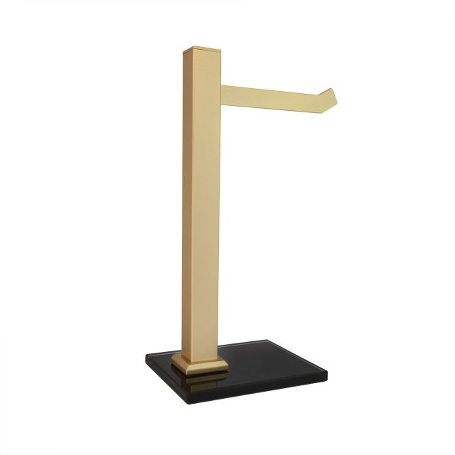 Porta toalla de mesada vidrio negro (Premium Oro mate)