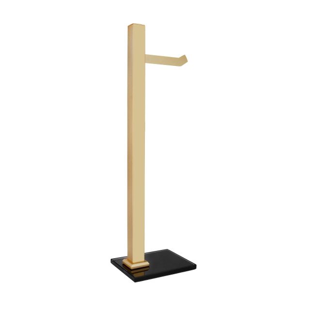 Papelera de piso con 1 varilla vidrio negro (Premium Oro mate)