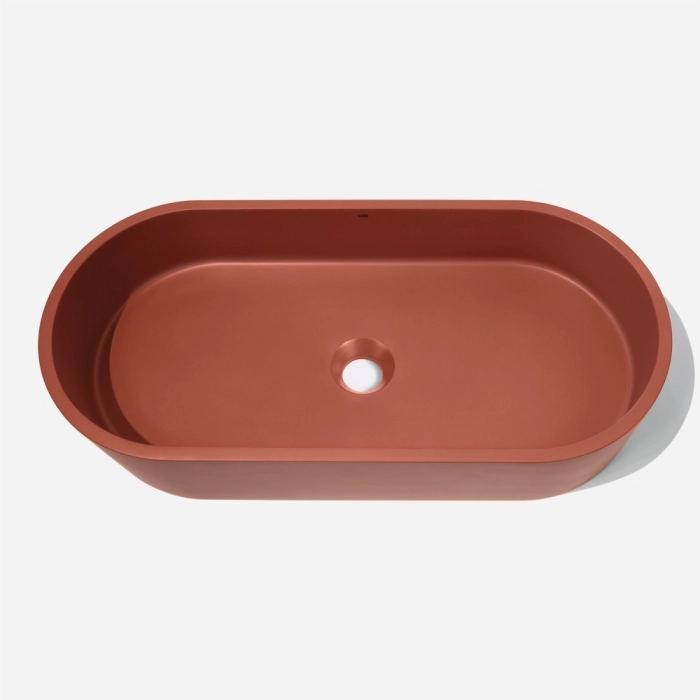 Bacha de baño ovalada de concreto 60 cm (Francs Marsala) - Imagen 5