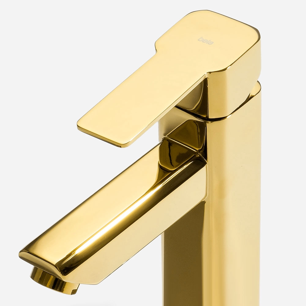Grifería alta monocomando para baño de acero inoxidable (Adda dorado gold) - Imagen 2