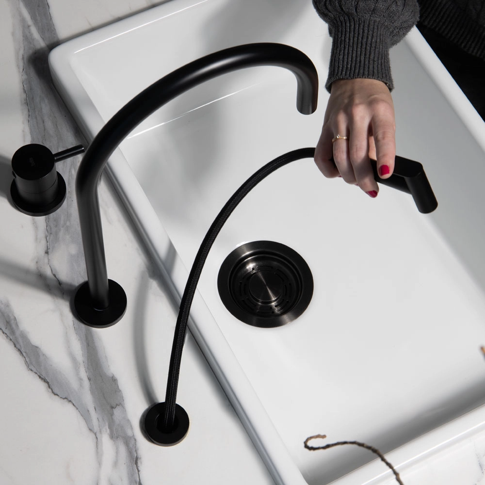 Grifo de cocina monocomando con ducha (Fiji negro) - Imagen 6