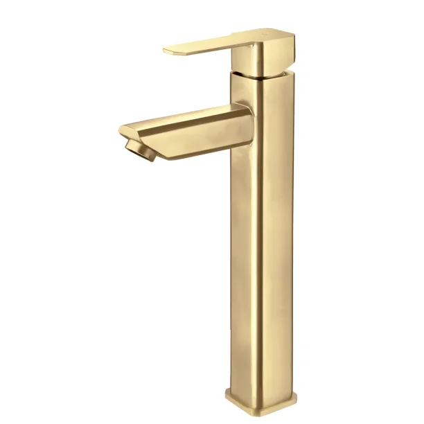 Grifería alta monocomando para baño de acero inoxidable (Adda oro mate)