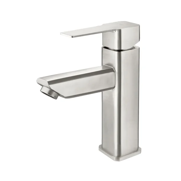 Grifería baja monocomando para baño de acero inoxidable (Adda cepillada)