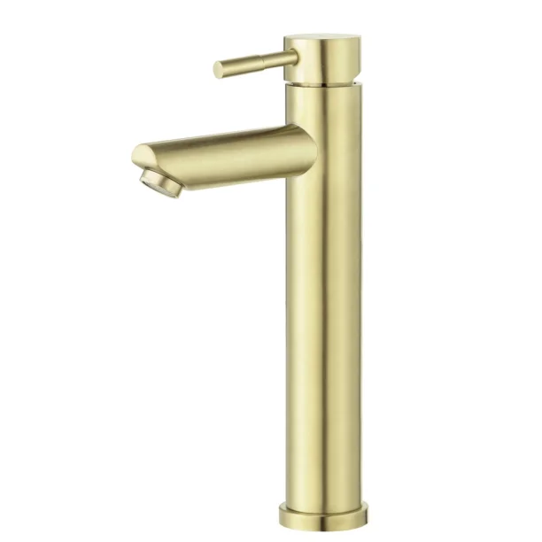 Grifería alta monomando para baño de acero inoxidable (lis oro mate)