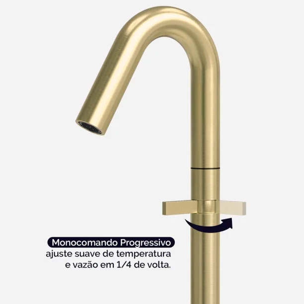 Grifo monocomando altopara acero inoxidable de baño (Tille oro mate) - Imagen 4