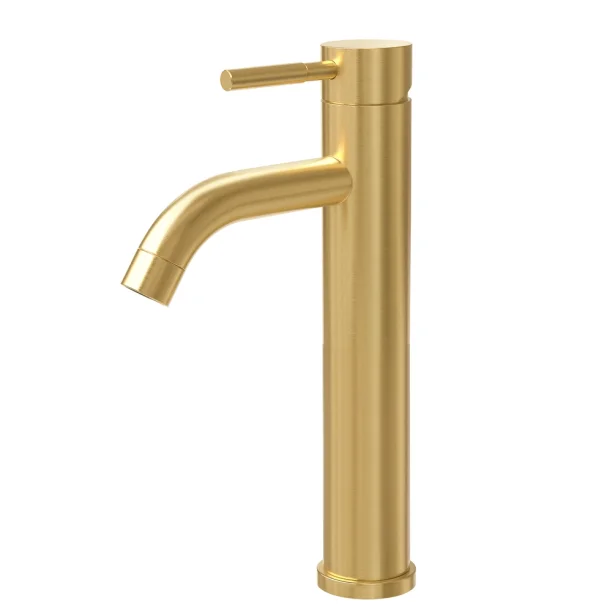 Grifo monomando alto para baño de acero inoxidable (Una oro mate)