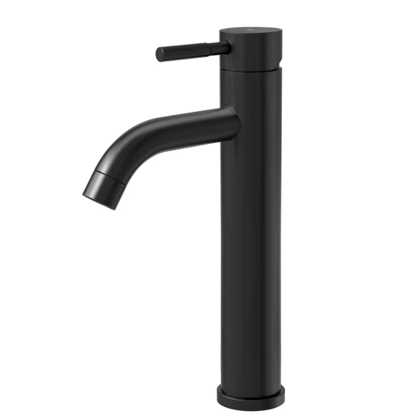 Grifo monomando alto para baño de acero inoxidable (Una negra)