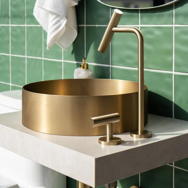 Grifería alta monomando para baño (Lay oro mate) - Imagen 6