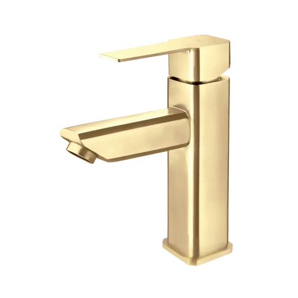 Grifería baja monocomando para baño de acero inoxidable (Adda oro mate)