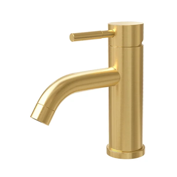 Grifo monomando bajo para baño de acero inoxidable (Una oro mate)