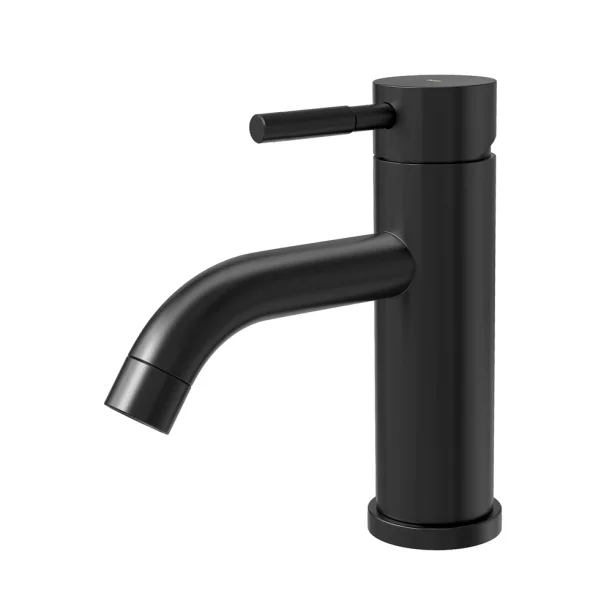 Grifo monomando bajo para baño de acero inoxidable (Una negra)